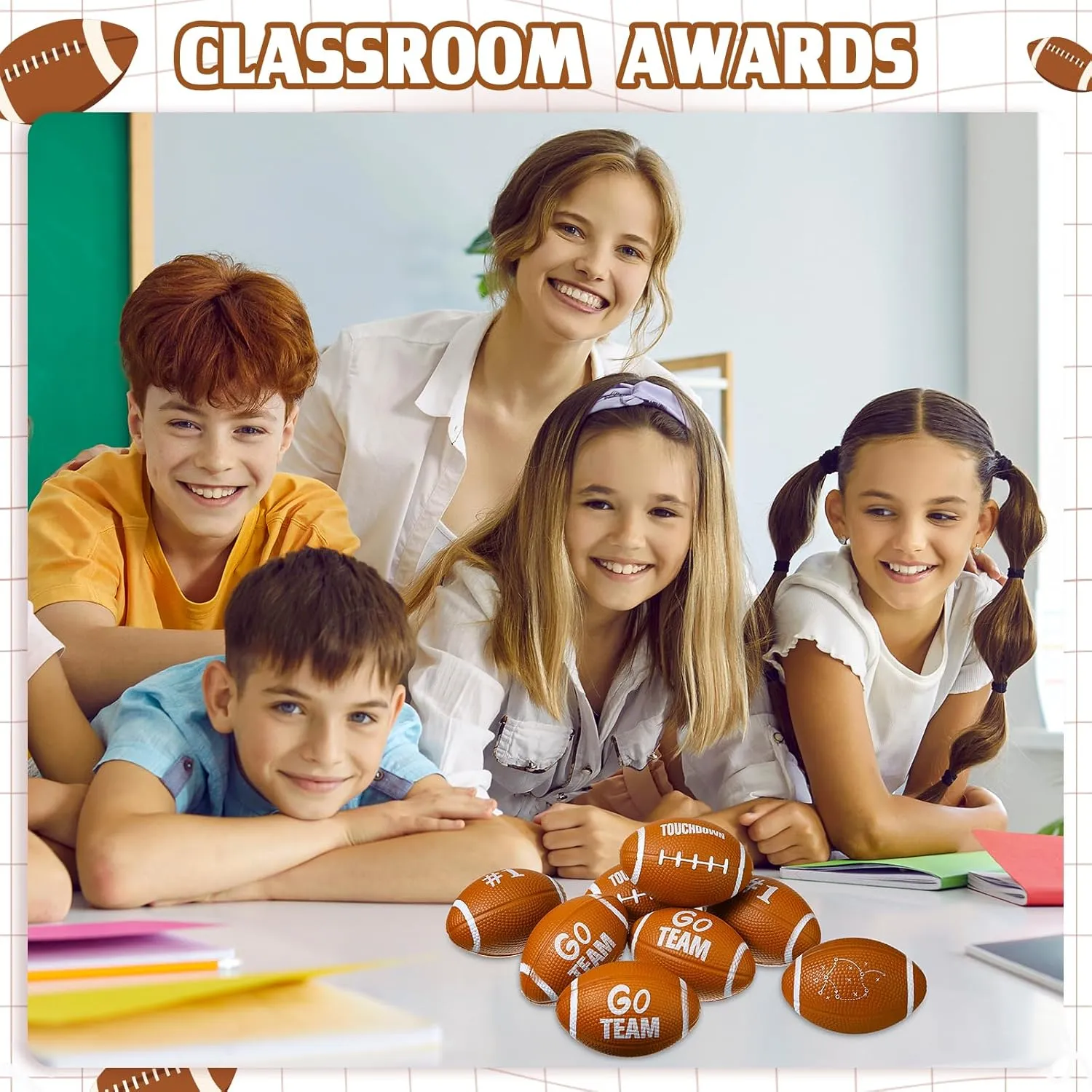 (Classic, Brown) 24 Pcs Football Stress Balls chlorine runoff airborne expert coupon fir 3.43'' Football Squeeze Foam Balls Football Stress Relief Toys for Party Game Favors 