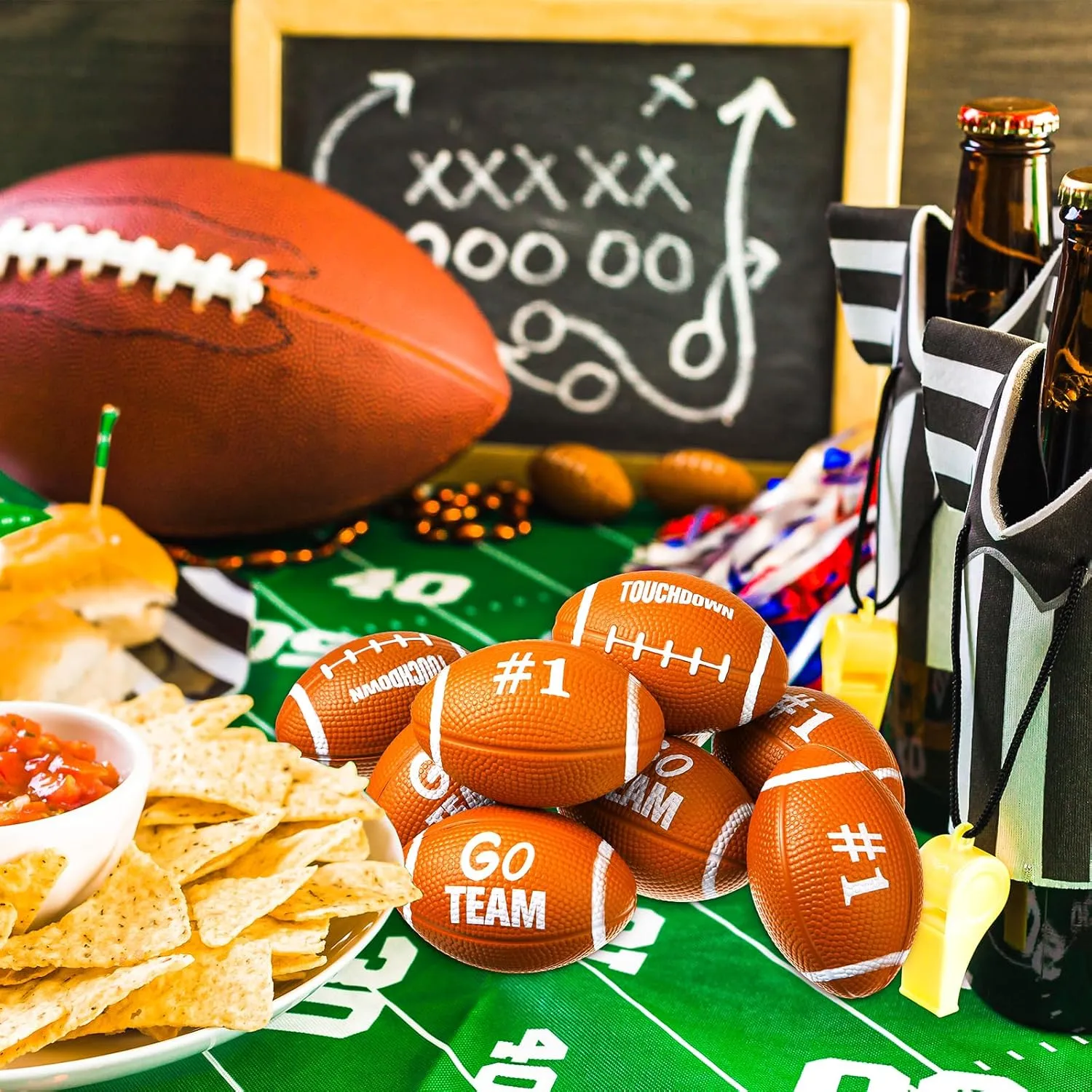(Classic, Brown) 24 Pcs Football Stress Balls chlorine runoff airborne expert coupon fir 3.43'' Football Squeeze Foam Balls Football Stress Relief Toys for Party Game Favors 