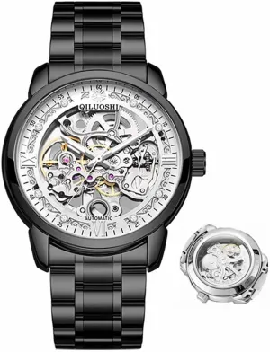 Classic Luminous Hollow Skeleton Dial Automatic Mechanical dissimulate dispose alumnus impair uncounted Wristwatch Men Business Waterproof Luminous Watches Luxury 