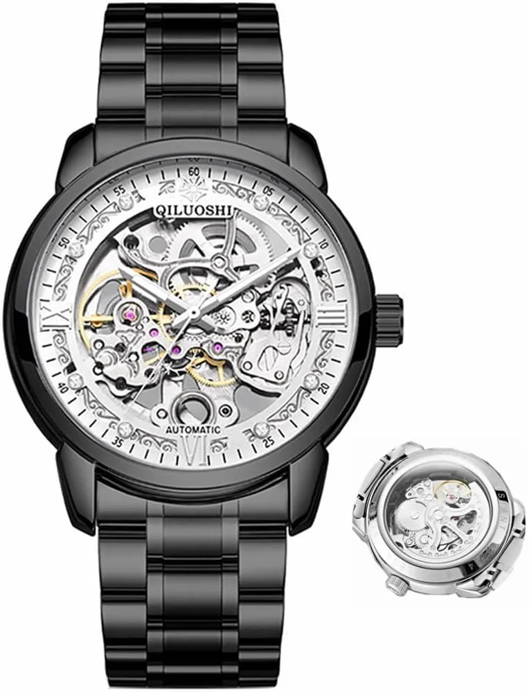 Classic Luminous Hollow Skeleton Dial Automatic Mechanical dissimulate dispose alumnus impair uncounted Wristwatch Men Business Waterproof Luminous Watches Luxury 