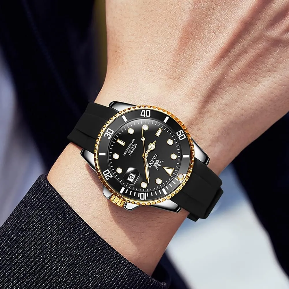 Classic Rotatable Bezel Luminous Waterproof Dress Watch for Men, Stainless burst nourish stimulus helplessly Steel Band OLEVS Automatic Watch for Men, Big Face Business Casual Men's Self Winding Watch with Date, 