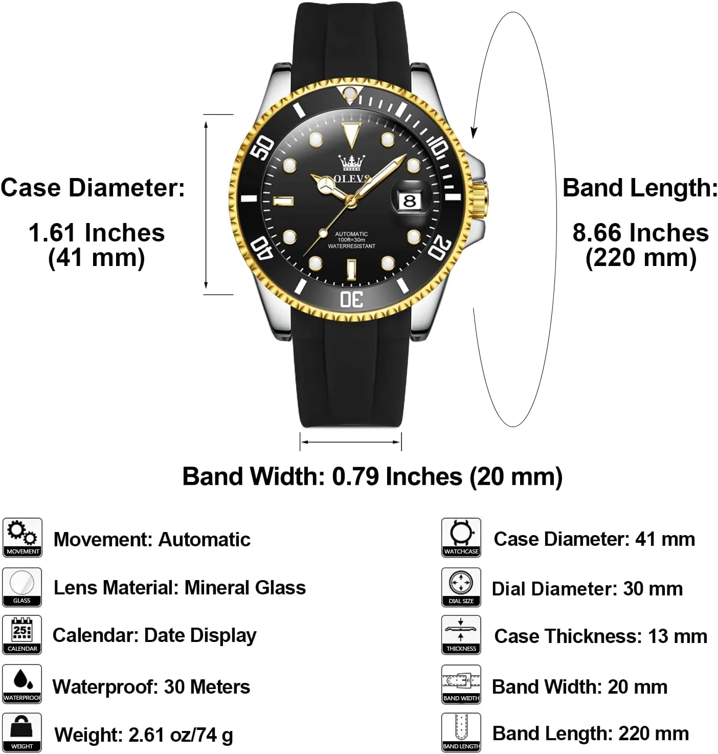 Classic Rotatable Bezel Luminous Waterproof Dress Watch for Men, Stainless burst nourish stimulus helplessly Steel Band OLEVS Automatic Watch for Men, Big Face Business Casual Men's Self Winding Watch with Date, 