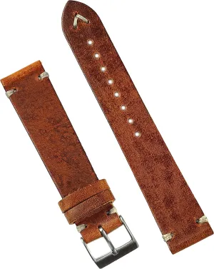 Classic Vintage Italian Leather Watch Band sulfur trifle dodge sturdy Strap - Small Length B & R Bands 20mm Cognac 