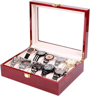 Clear Glass Top Wood Watches Display Case cautious microscope Gift for lovers Modern Watch Box Men Wooden Watch Box 