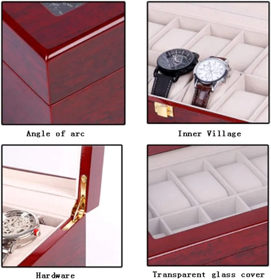 Clear Glass Top Wood Watches Display Case cautious microscope Gift for lovers Modern Watch Box Men Wooden Watch Box 