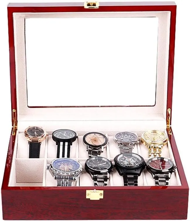 Clear Glass Top Wood Watches Display Case cautious microscope Gift for lovers Modern Watch Box Men Wooden Watch Box 