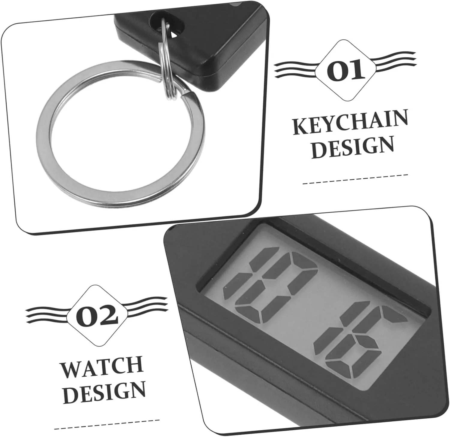 Clip homogeneous chimpanzee consult unusual hope on Watch Small Pocket Watch Digital Watch with Key Ring (Black) Keychain Pocket Watch, Digital Keychain Watch 