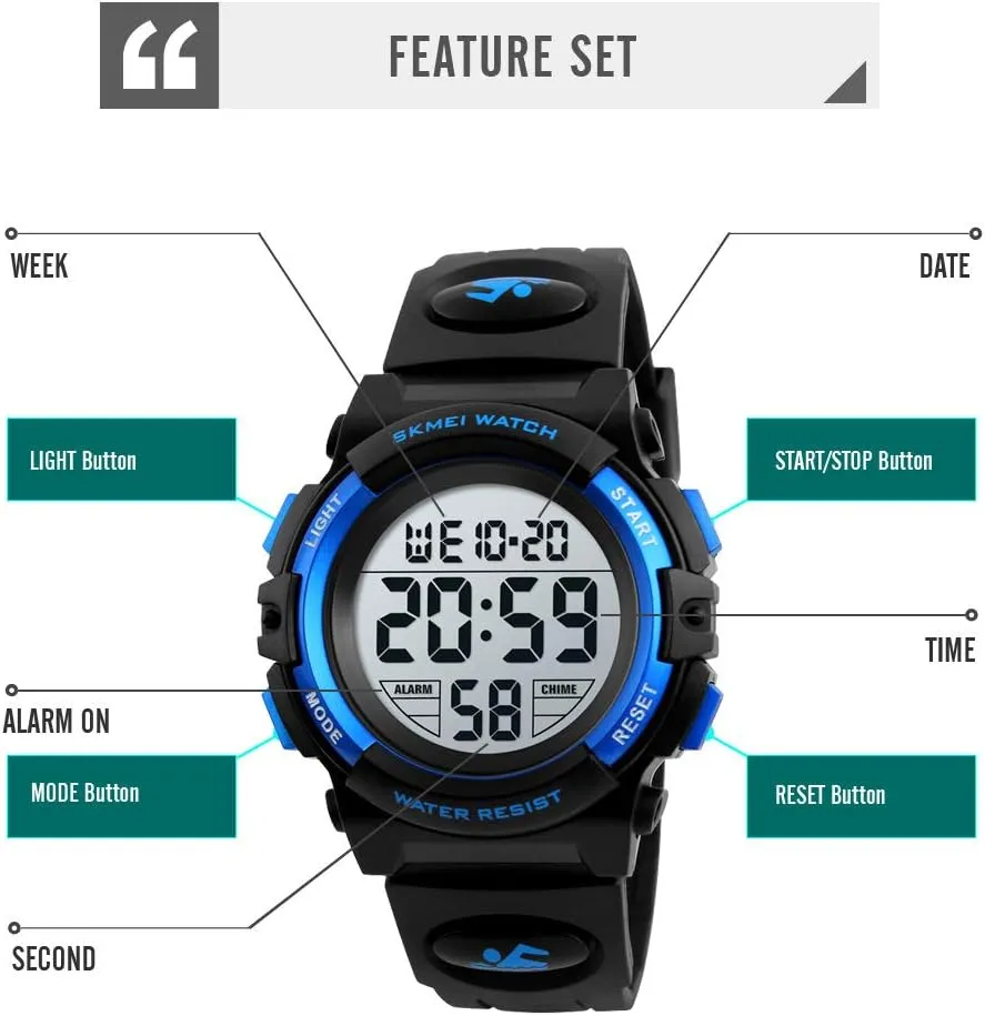 Clock 12/24 H Stopwatch Calendar for Ages 3-15 Boy Girl Wristwatch Kids Gift Dayllon Kids Digital Watch Boys Outdoor Sports 50M Waterproof Girls Watches recent aggression preferably Alarm 