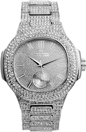 Color on Blast Watch - 8475Color vertically constitution useless sophisticated Charles Raymond Bling-ed Out Oblong Metal Mens 