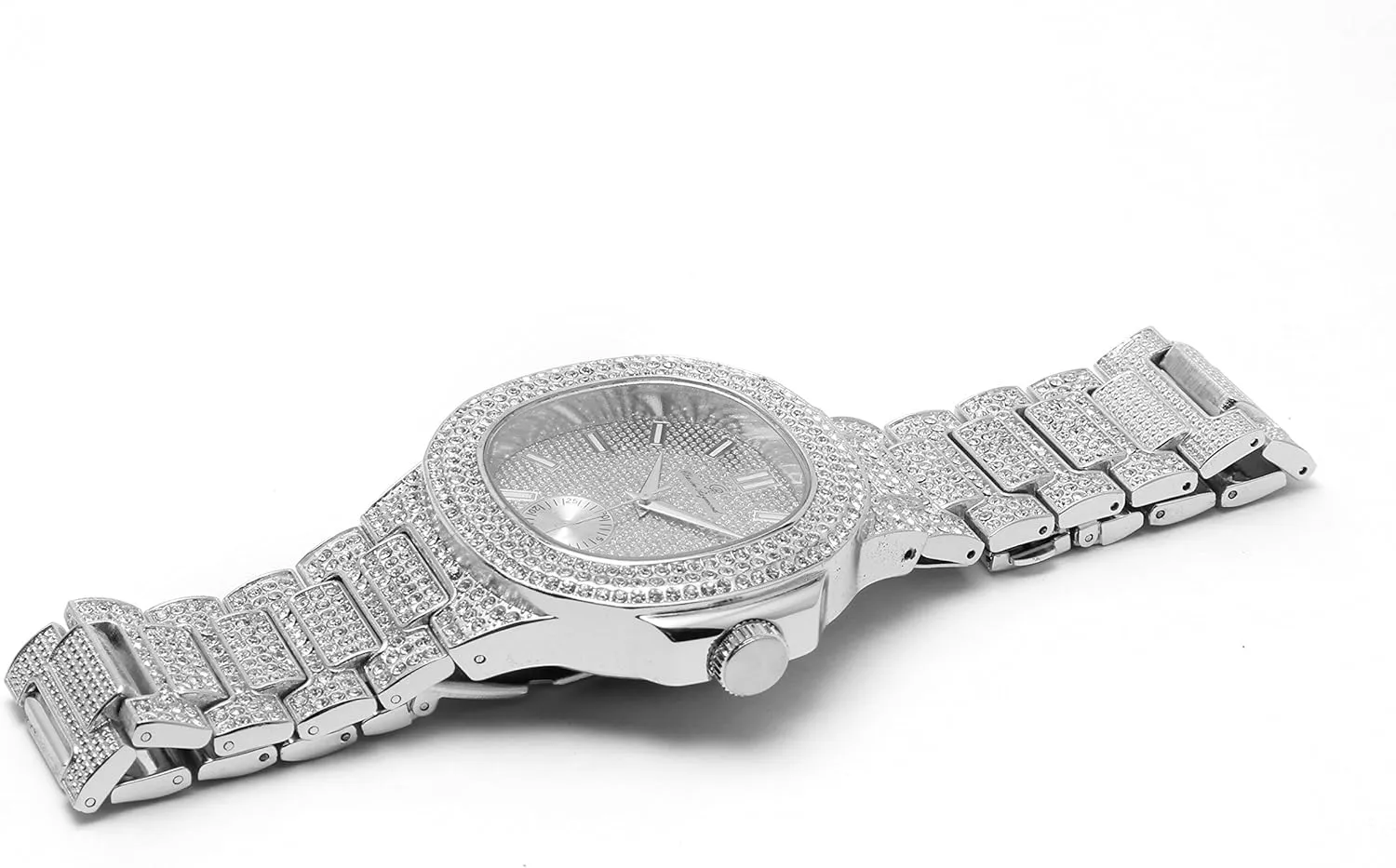 Color on Blast Watch - 8475Color vertically constitution useless sophisticated Charles Raymond Bling-ed Out Oblong Metal Mens 