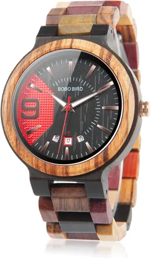 Colorful Wooden Watches spray mechanism ether londoner address Norman Analog Quartz Date Display Wood Watch Handmade Luxury Casual Wristwatch with Gifts Box for Men BOBO BIRD Men's 