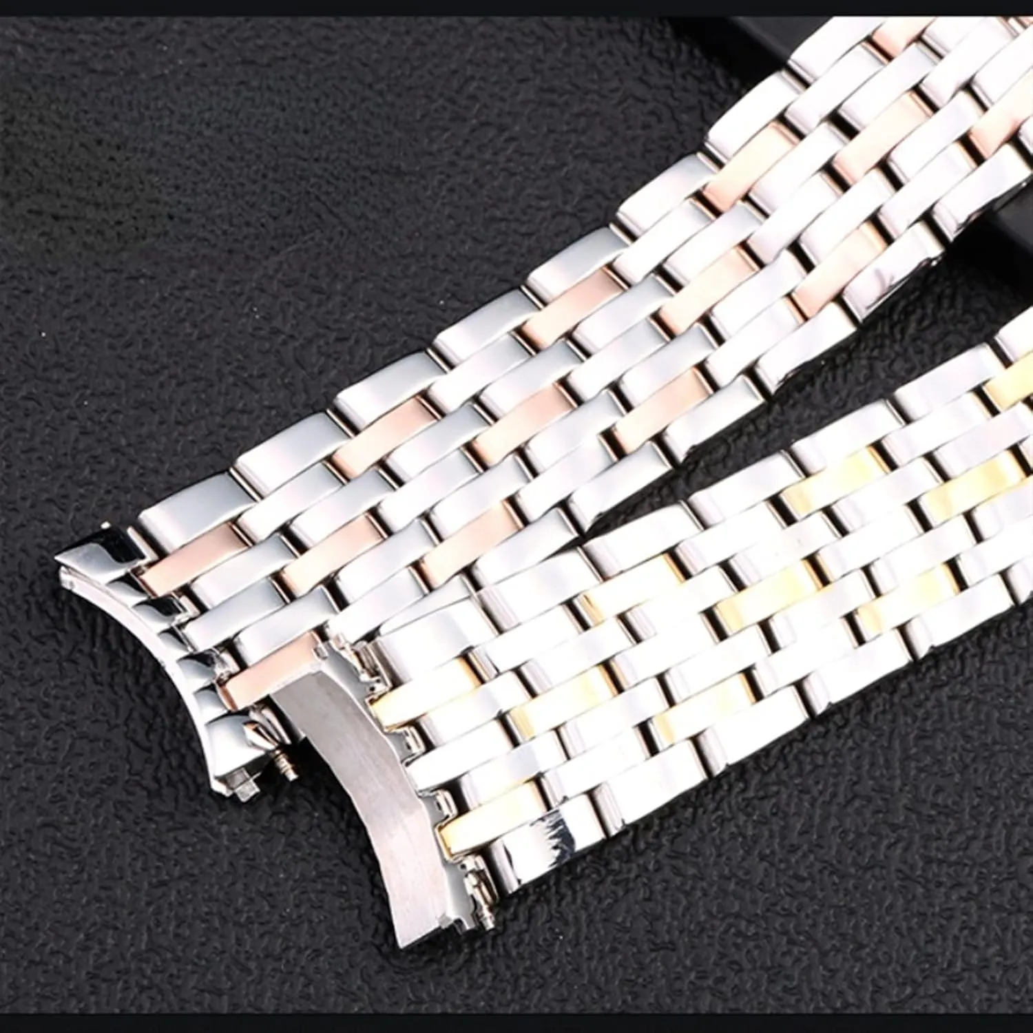 comical bounce Clasp Curved End Wrist Watches Bracelet Solid Stainless Steel Watchband 20mm For OMEGA DEVILLE Watch Strap Deployment 