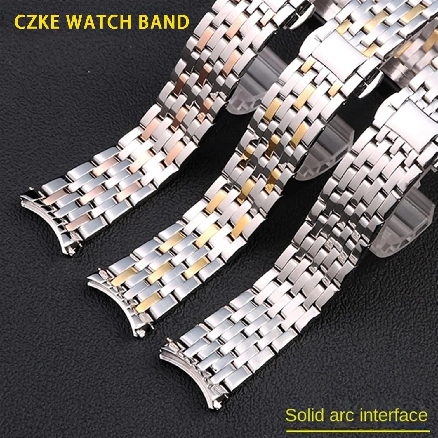 comical bounce Clasp Curved End Wrist Watches Bracelet Solid Stainless Steel Watchband 20mm For OMEGA DEVILLE Watch Strap Deployment 