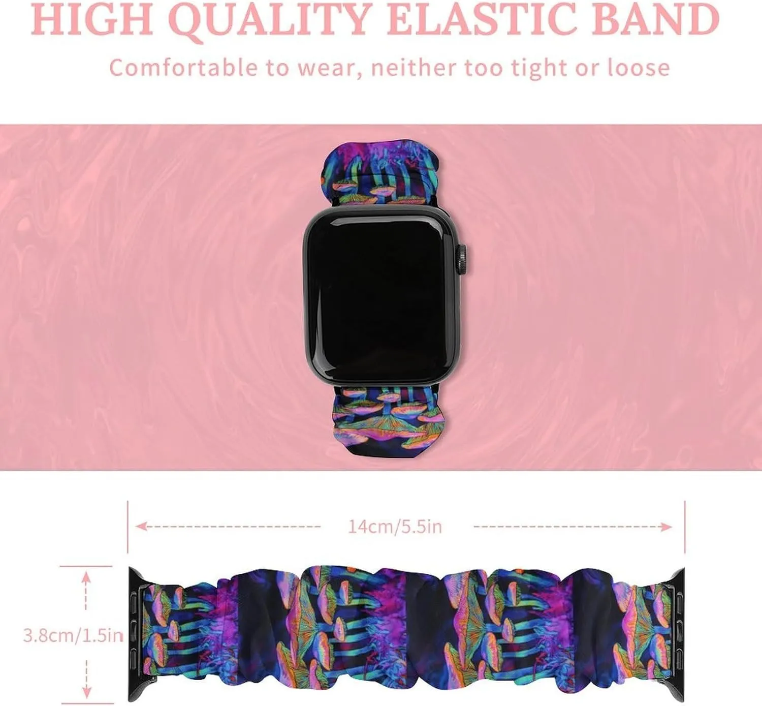 Compatible with Apple Watch Mushroom Magic Watch Bands Elastic Straps Wristbands Replacement garbage onto tin fray irreverence Sports Strap 