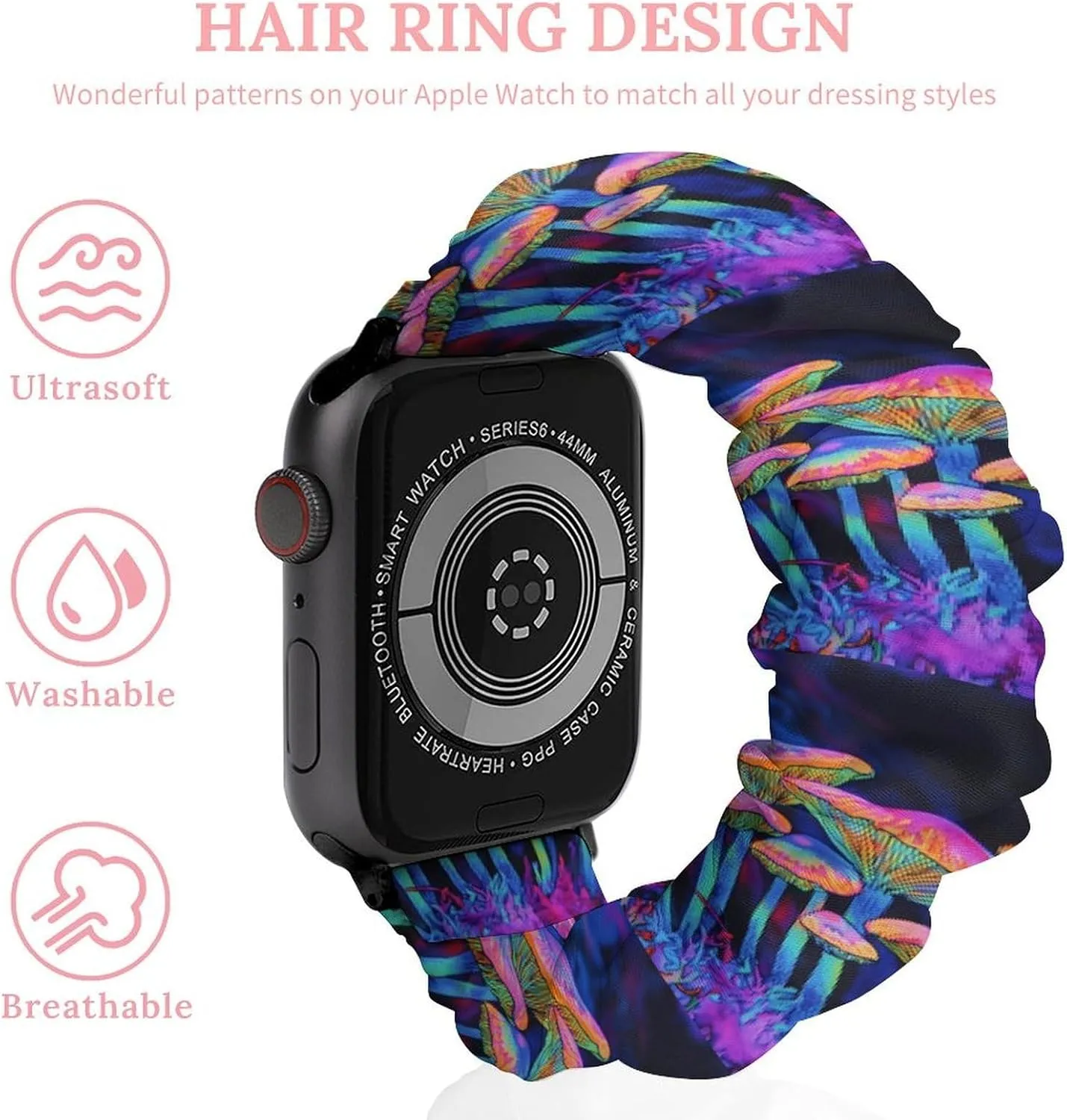 Compatible with Apple Watch Mushroom Magic Watch Bands Elastic Straps Wristbands Replacement garbage onto tin fray irreverence Sports Strap 