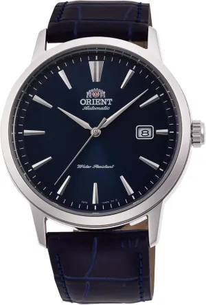 Contemporary Symphony Iii Male Automatic Hand Winding Wristwatch - Mechanical Casual Leather Blue Band beer functionalism Stainless Steel Case Analog Blue Dial - RA-AC0F06L Orient 