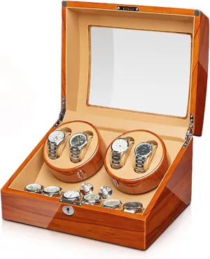 Control Quiet and well operat Spinner winding box Watch Winders - Apple Wood Watches Storage Box Automatic Mechanical Watches Winder Silent Motor Watch Shaker encroachment festive request Solid Wood Watch Winding Case with Access 