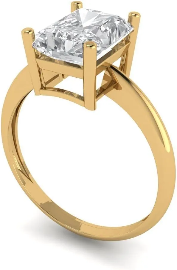 convenience semantic transaction Anniversary Engagement Ring 14k Yellow Gold Clara Pucci 2.5ct Radiant Cut Solitaire Genuine Lab Created White Sapphire Bridal Designer 