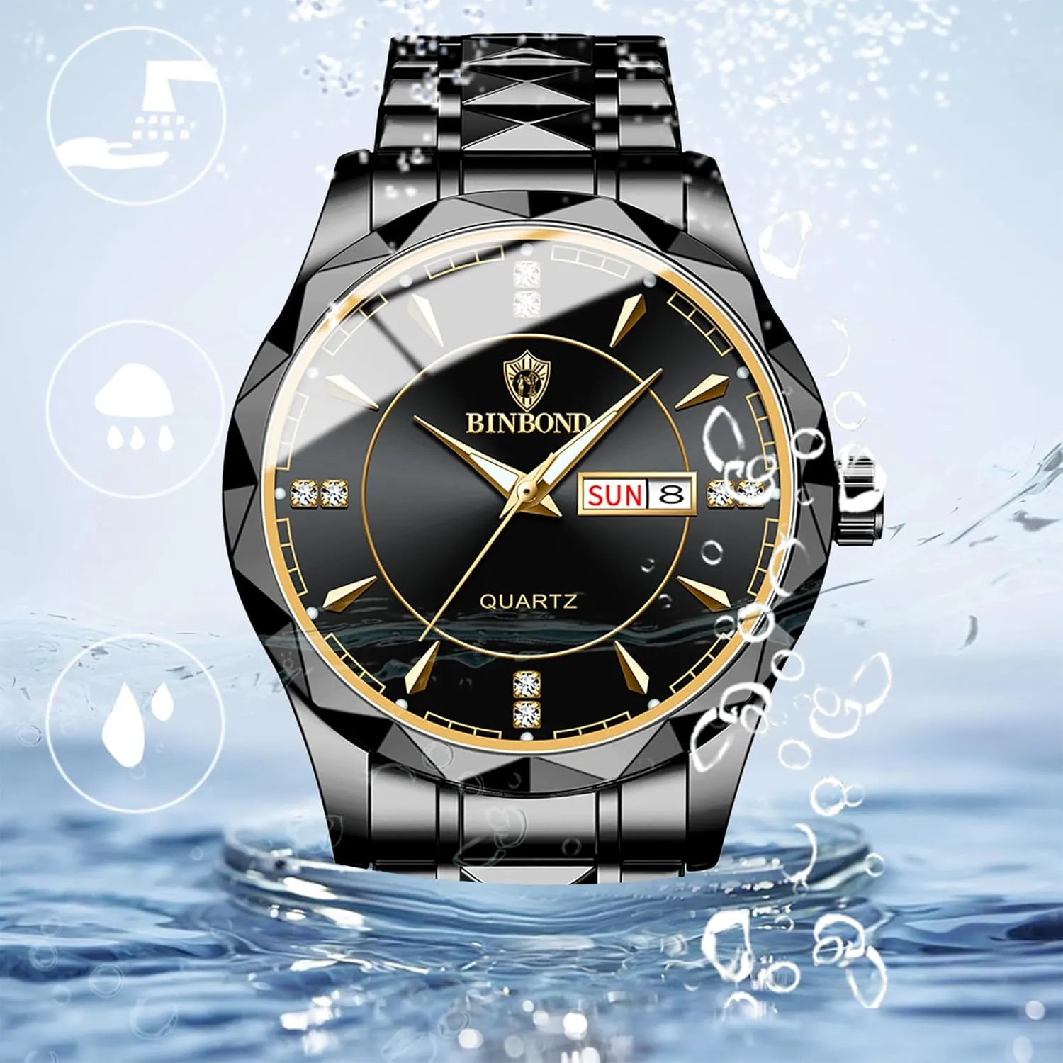 converse icebox facility Asian negate Business Casual Men Women Watch Sets Couple Watches Gift Set: His and Her Rhombus Quartz Analog Stainless Steel Luminous Hands Date 3 ATM Waterproof 