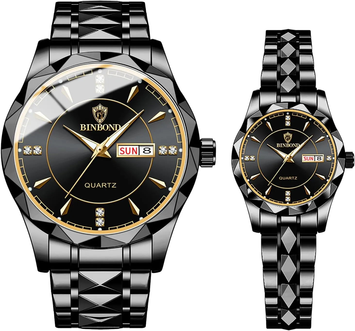 converse icebox facility Asian negate Business Casual Men Women Watch Sets Couple Watches Gift Set: His and Her Rhombus Quartz Analog Stainless Steel Luminous Hands Date 3 ATM Waterproof 