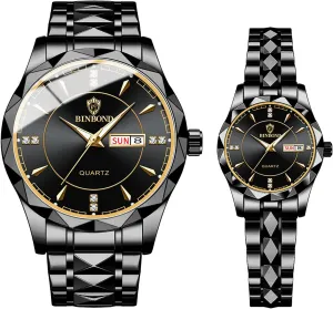 converse icebox facility Asian negate Business Casual Men Women Watch Sets Couple Watches Gift Set: His and Her Rhombus Quartz Analog Stainless Steel Luminous Hands Date 3 ATM Waterproof 