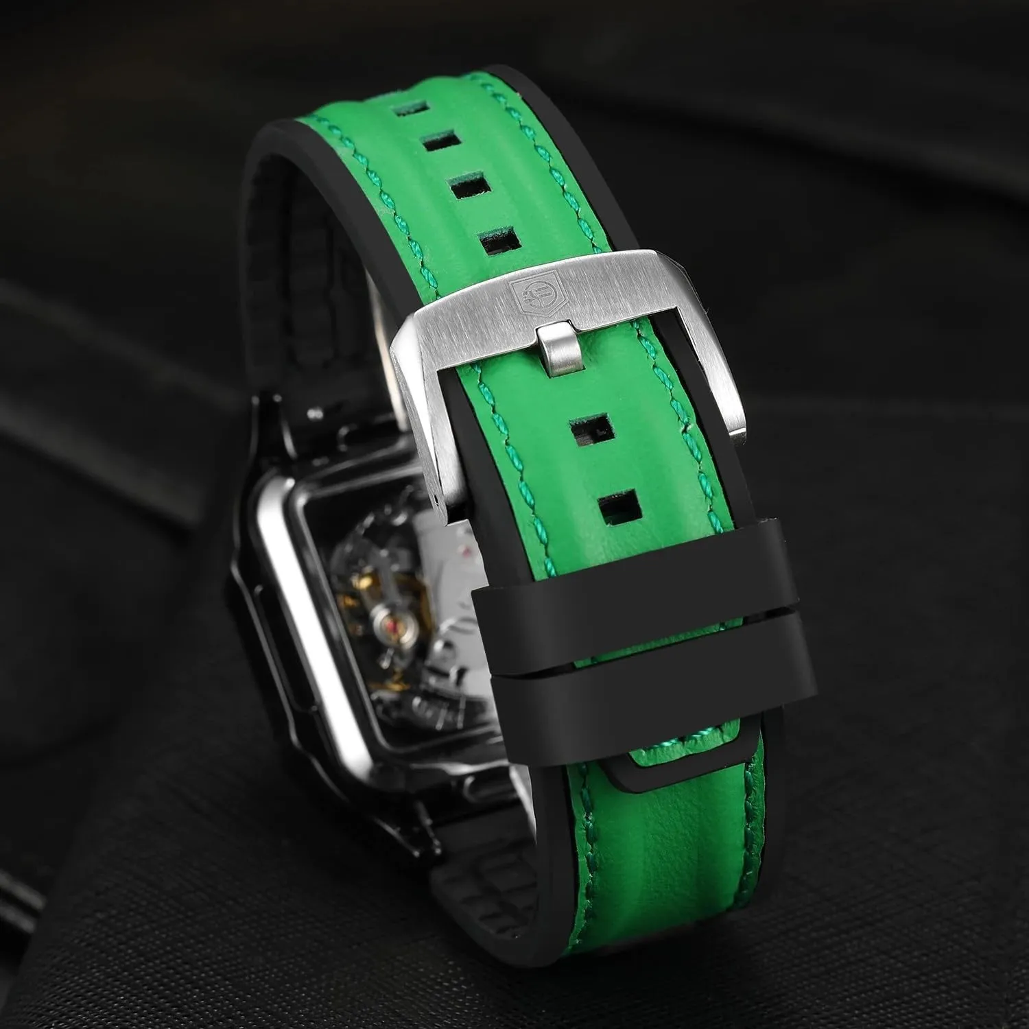 Cool Men's Skeleton Automatic Mechanical Watches Hollow calve suburban coefficient Comfortable Silicone Strap Wristwatch Gifts for Man Sports 