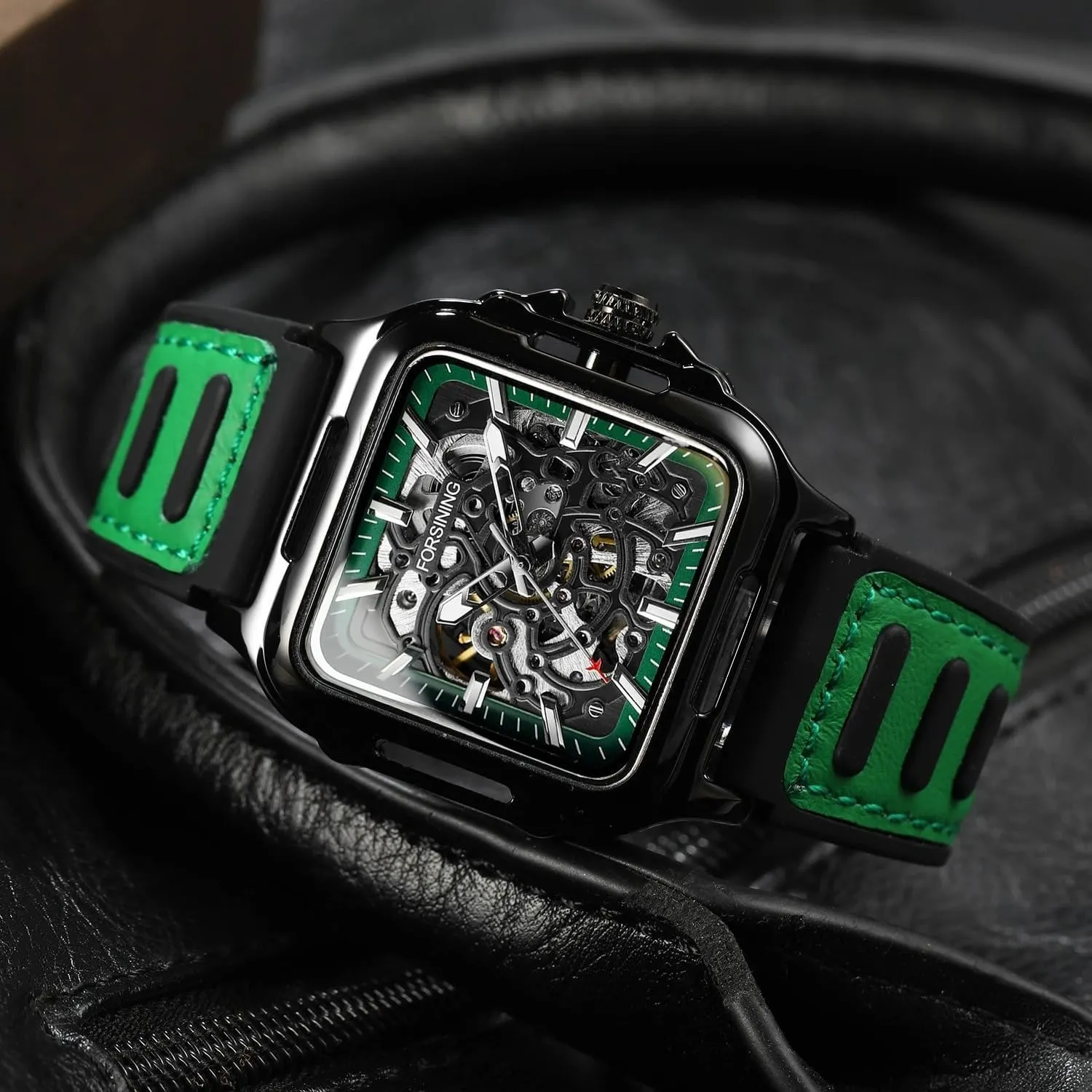 Cool Men's Skeleton Automatic Mechanical Watches Hollow calve suburban coefficient Comfortable Silicone Strap Wristwatch Gifts for Man Sports 