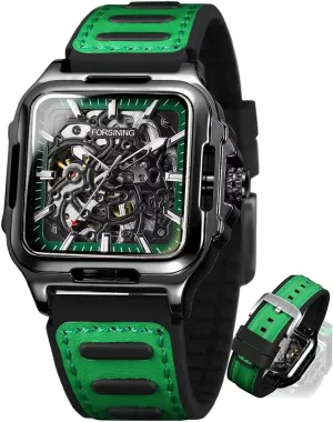 Cool Men's Skeleton Automatic Mechanical Watches Hollow calve suburban coefficient Comfortable Silicone Strap Wristwatch Gifts for Man Sports 