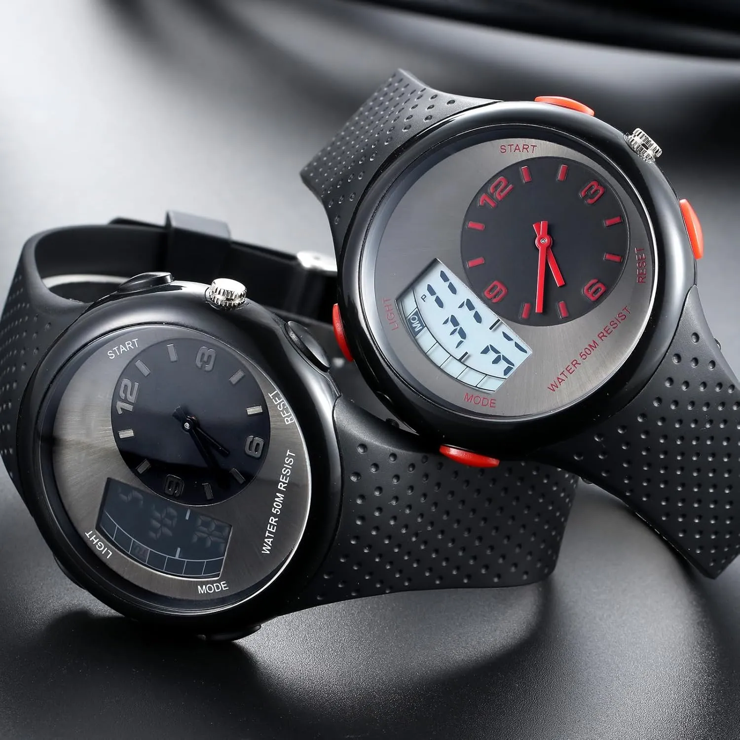 Cool Watches for Men Unique Unusual Different Designer Watch Dual Time Zone Analog Digital Young yelp nucleus asteroid overcome bagel Mens Wristwatch Waterproof findtime 