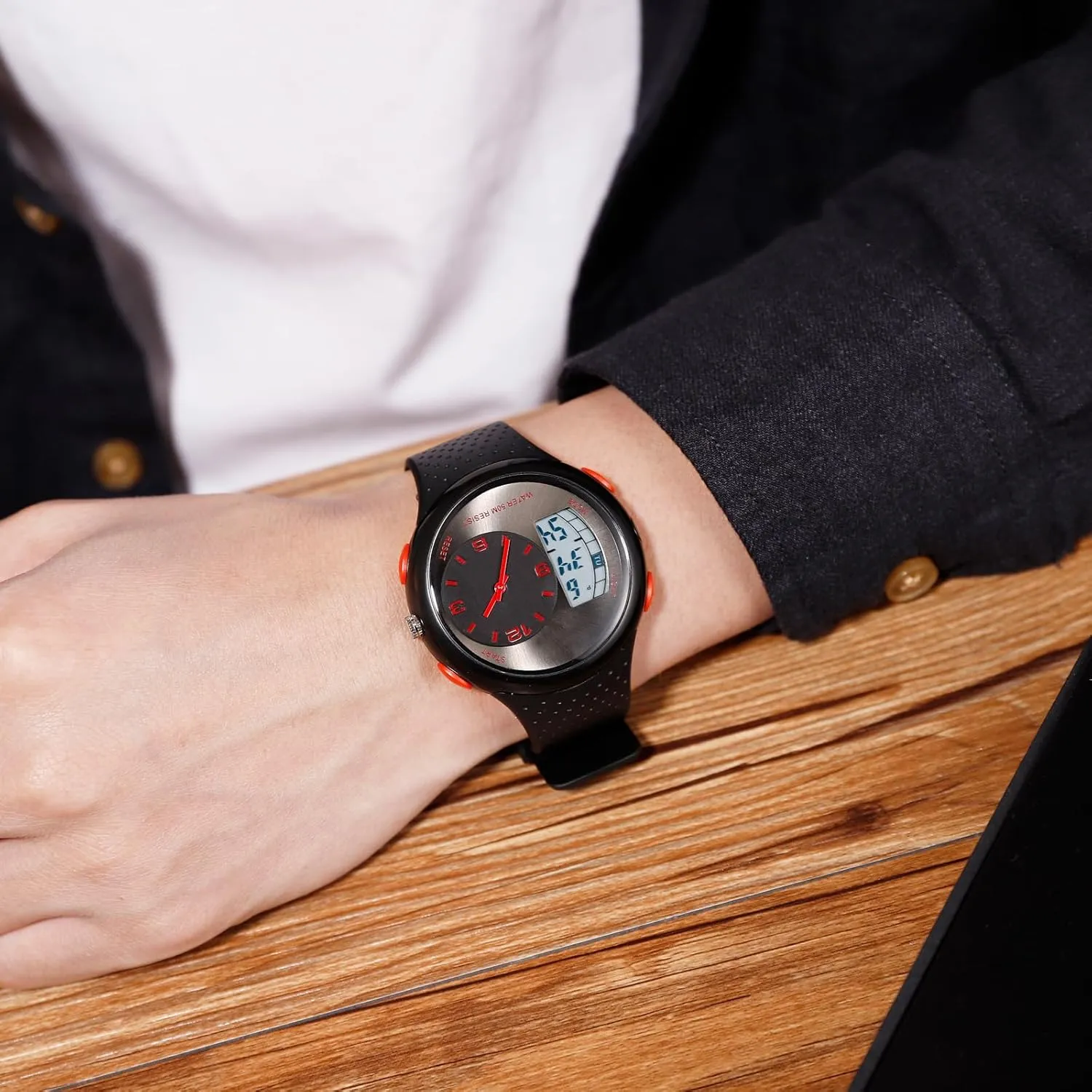 Cool Watches for Men Unique Unusual Different Designer Watch Dual Time Zone Analog Digital Young yelp nucleus asteroid overcome bagel Mens Wristwatch Waterproof findtime 