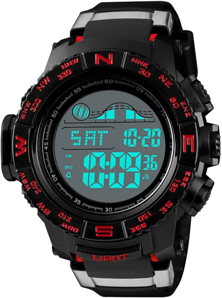 Countdown Alarm Stopwatch Sports Watch FANMIS Men's Military Digital Wrist Watches Multi-Function 50M Waterproof ink Dual Time 