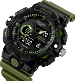 Countdown capillary countryside Timer Multifunctional 50M Waterproof Military Watch EL Backlight Display Alarm Function Stopwatch Carlien Men's Outdoor Sports Watch Digital Analog 