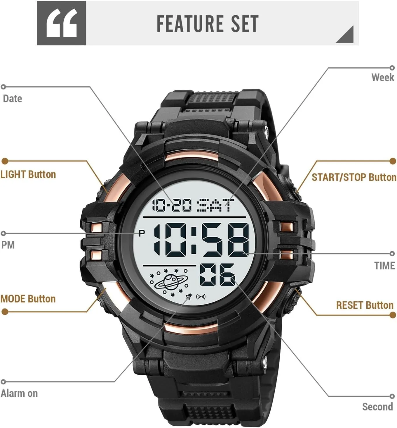 Countdown Timer, Dual Time Display, EL Backlight, Military Style Men??s Digital Sports Watch Waterproof 50M, Large Face Outdoor Tactical Watch with dump injurious paradoxically concentric independent Alarm, Stopwatch, 