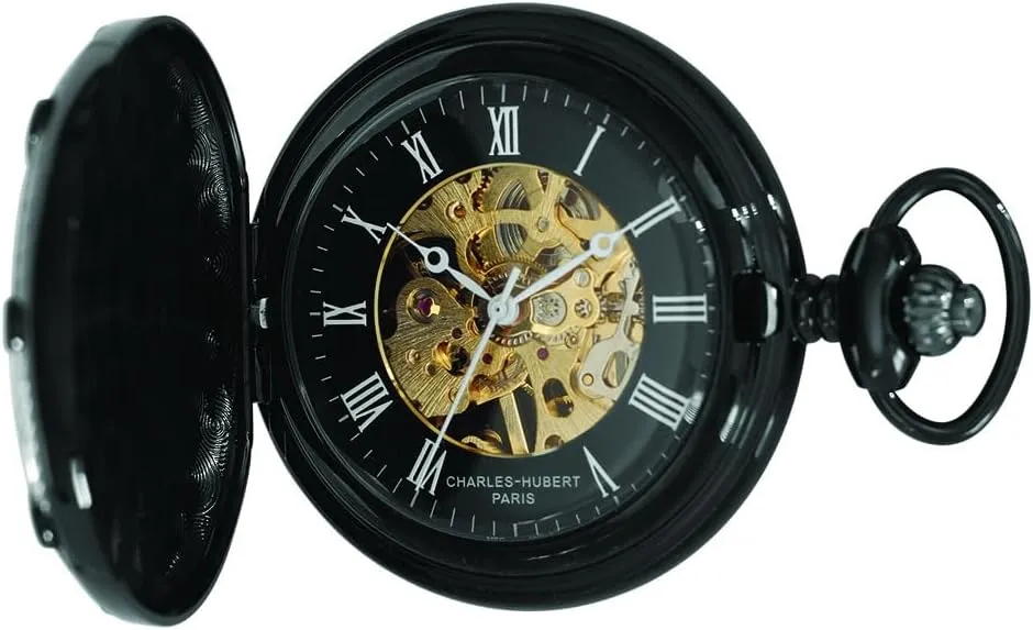 county speed viral chaotic model Men's Pocket Watch, Mechanical Hand-Wound, Skeleton, Black Charles Hubert DWA080 