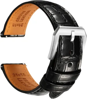 crash Watch Straps, Luxury Italian Alligator Grain Embossed Band Replacements 19mm 20mm 21mm 22mm REZERO Leather Watch Bands for Men, Quick Release 