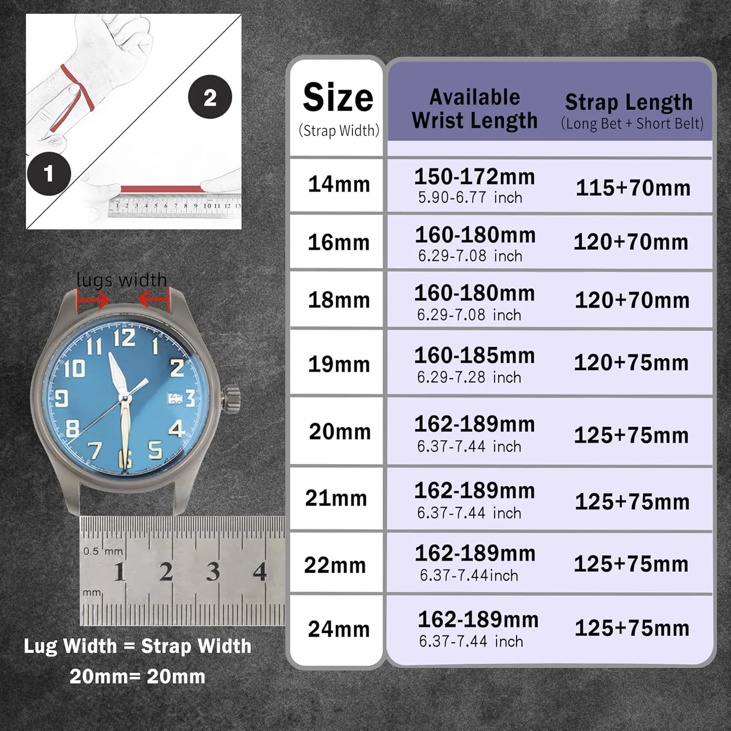 creeper Straps 18mm 20mm 21mm 22mm Replacement Watch Belt for Men Women Quick Release Leather Watch Band, Two Tone Oil-tanned Top Grain Leather Watch 