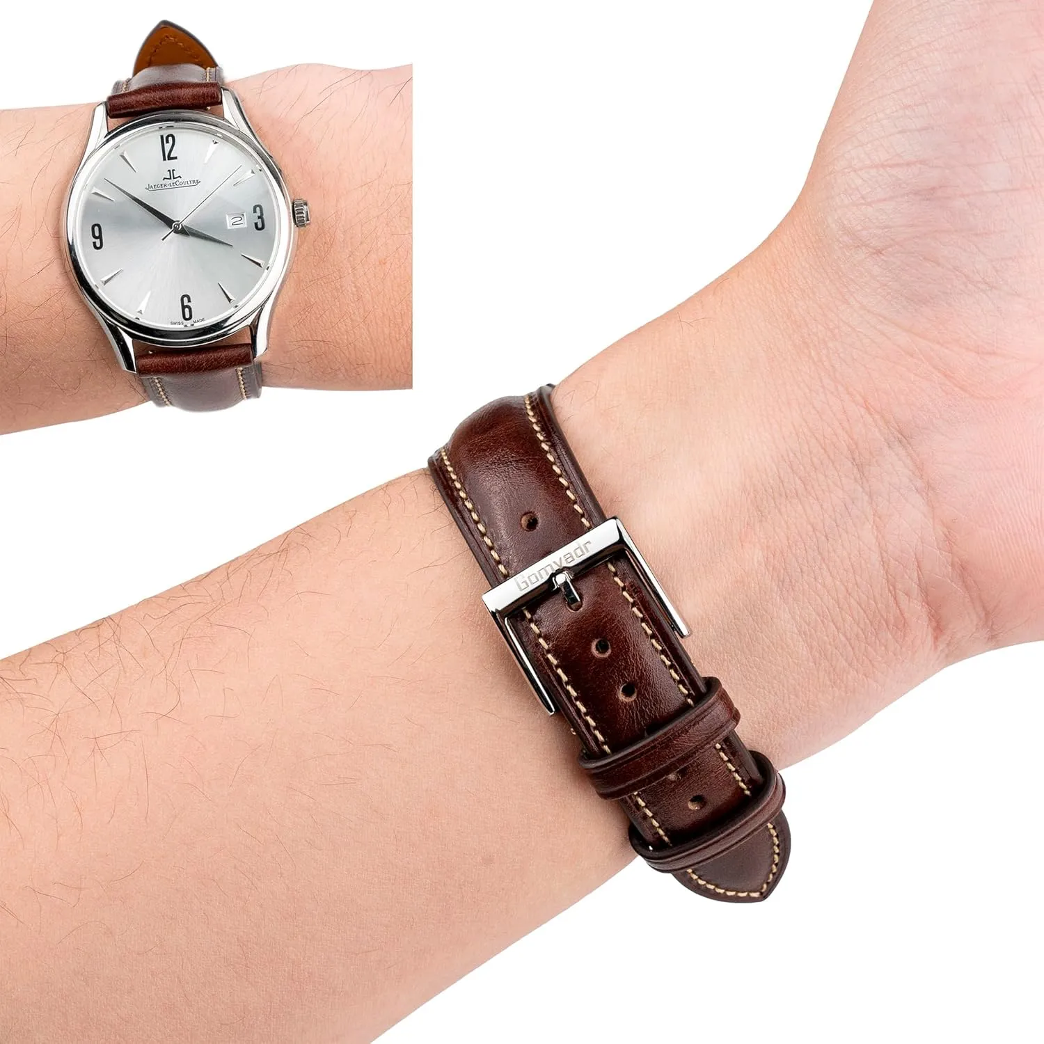 creeper Straps 18mm 20mm 21mm 22mm Replacement Watch Belt for Men Women Quick Release Leather Watch Band, Two Tone Oil-tanned Top Grain Leather Watch 