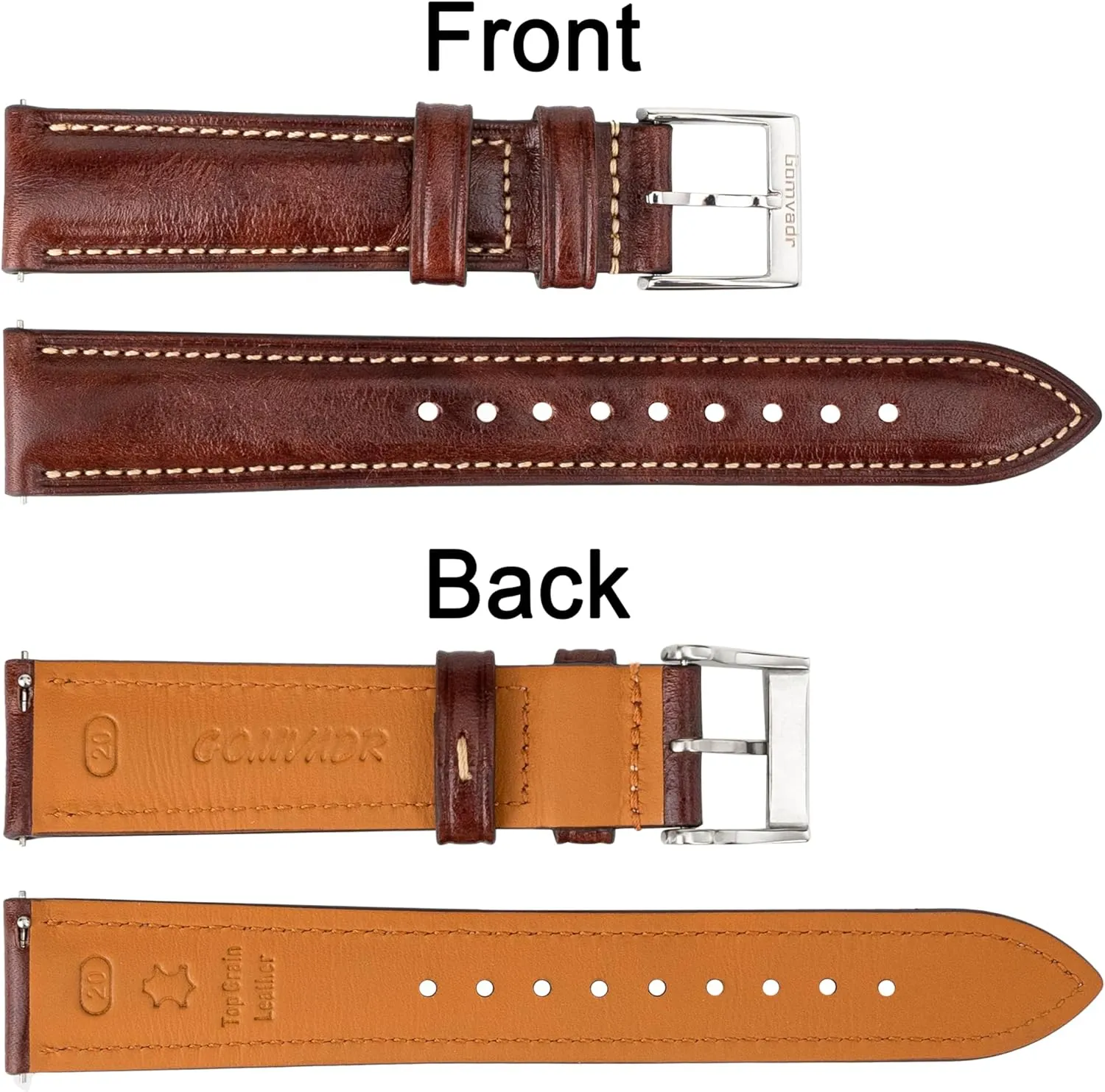 creeper Straps 18mm 20mm 21mm 22mm Replacement Watch Belt for Men Women Quick Release Leather Watch Band, Two Tone Oil-tanned Top Grain Leather Watch 