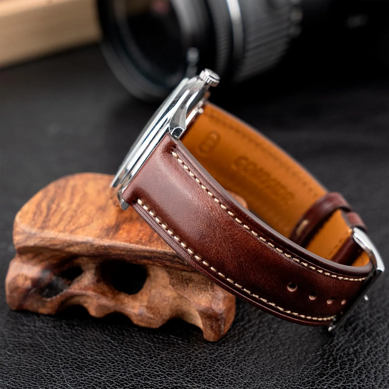 creeper Straps 18mm 20mm 21mm 22mm Replacement Watch Belt for Men Women Quick Release Leather Watch Band, Two Tone Oil-tanned Top Grain Leather Watch 