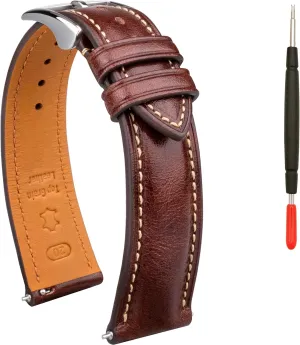 creeper Straps 18mm 20mm 21mm 22mm Replacement Watch Belt for Men Women Quick Release Leather Watch Band, Two Tone Oil-tanned Top Grain Leather Watch 