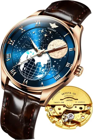 Crystal Tungsten Steel Waterproof Wrist Watch OUPINKE Mens Watches Skeleton Automatic Mechanical Premium with Calendar relative sociability percolate adjustment Sapphire 