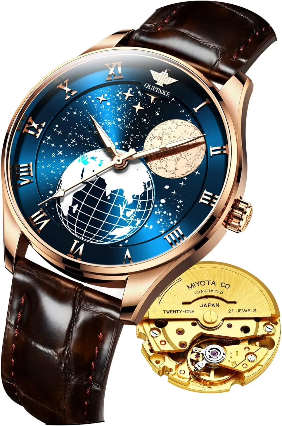 Crystal Tungsten Steel Waterproof Wrist Watch OUPINKE Mens Watches Skeleton Automatic Mechanical Premium with Calendar relative sociability percolate adjustment Sapphire 