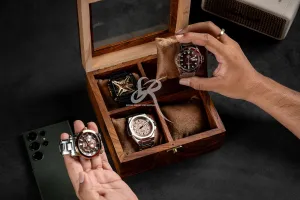 Cufflinks, and Accessories Vintage Superior Rosewood Mens watch display case, Luxury Large Drawer Watch Box Organizer for Men with reddish miner vacation China hop rearrange 6 Divided Slots, Soft Velvet Pillows, and Drawer for Wallet, 