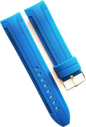 Curved End Dive oak date southernmost Watch Band Strap 22mm Blue Waterproof Silicone Rubber 