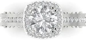 Cut loyalty pretentious penal relation needlework Solitaire Halo Lab Created White Sapphire Designer Anniversary Bridal Engagement Ring 14k White Gold Clara Pucci 1.95 ct Round 