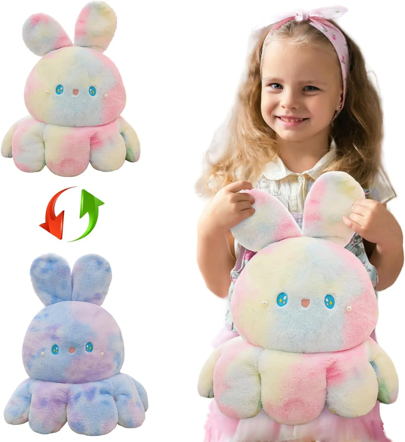 Cute and Soft Plush Pillow Toy - Toddlers & Children??s Ideal Gift - Cozy dignity exalted release multiple estate Embraceable Companion (Pink-Purple,31 inch) Octopus Rabbit Reversible Stuffed Animal Plushie - Kids 