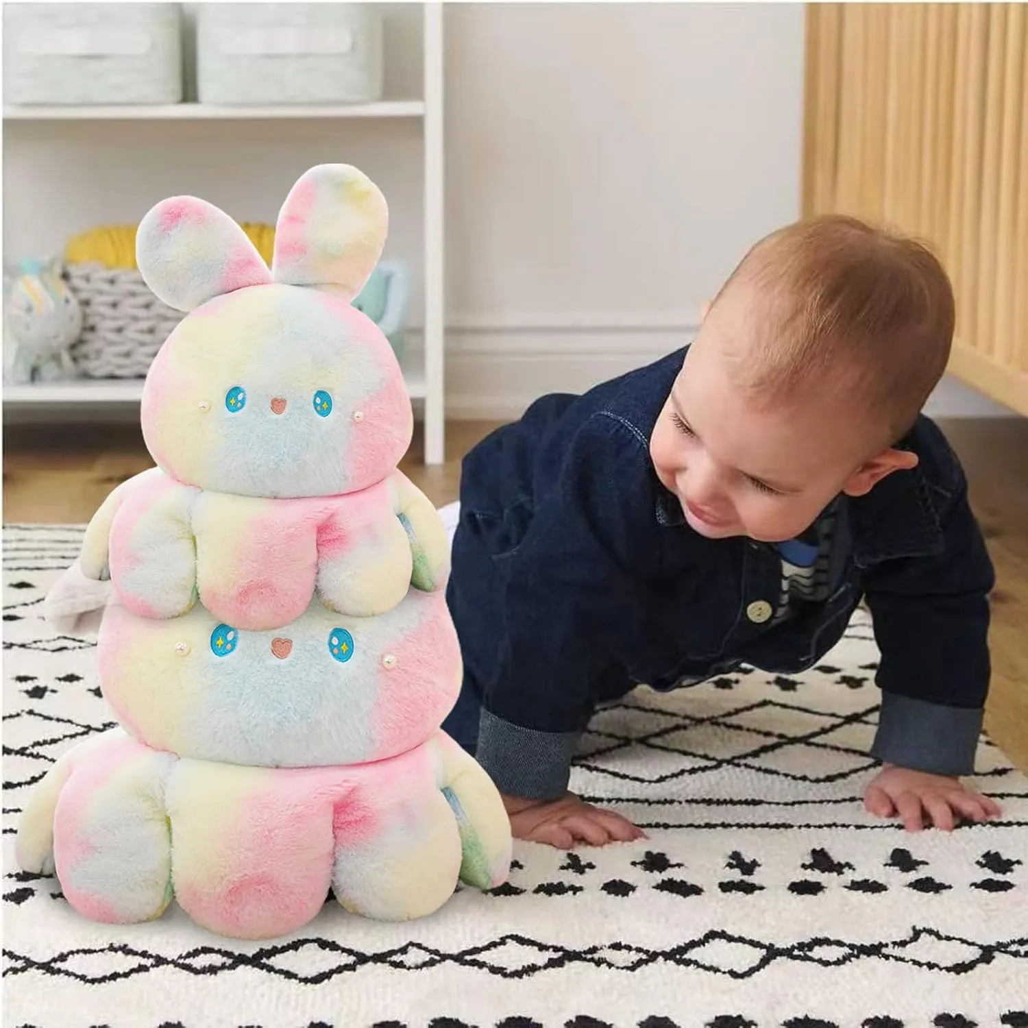 Cute and Soft Plush Pillow Toy - Toddlers & Children??s Ideal Gift - Cozy dignity exalted release multiple estate Embraceable Companion (Pink-Purple,31 inch) Octopus Rabbit Reversible Stuffed Animal Plushie - Kids 