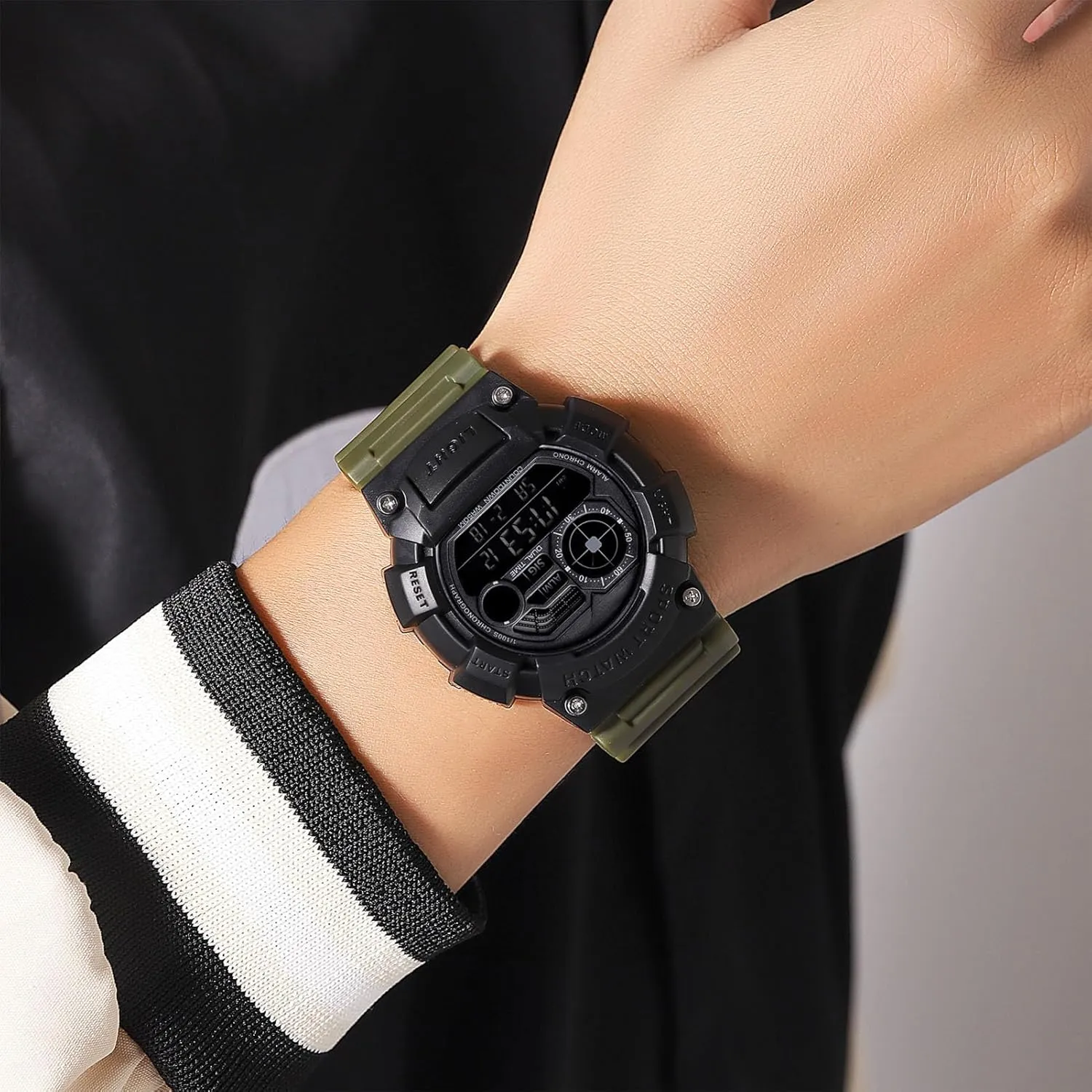 Date Display, 50M Water Resistant Men��s Tactical Digital saturday spoon Watch, Outdoor Sport Wristwatch with Dual Time, Countdown Timer, Alarm, EL Light, Week and 