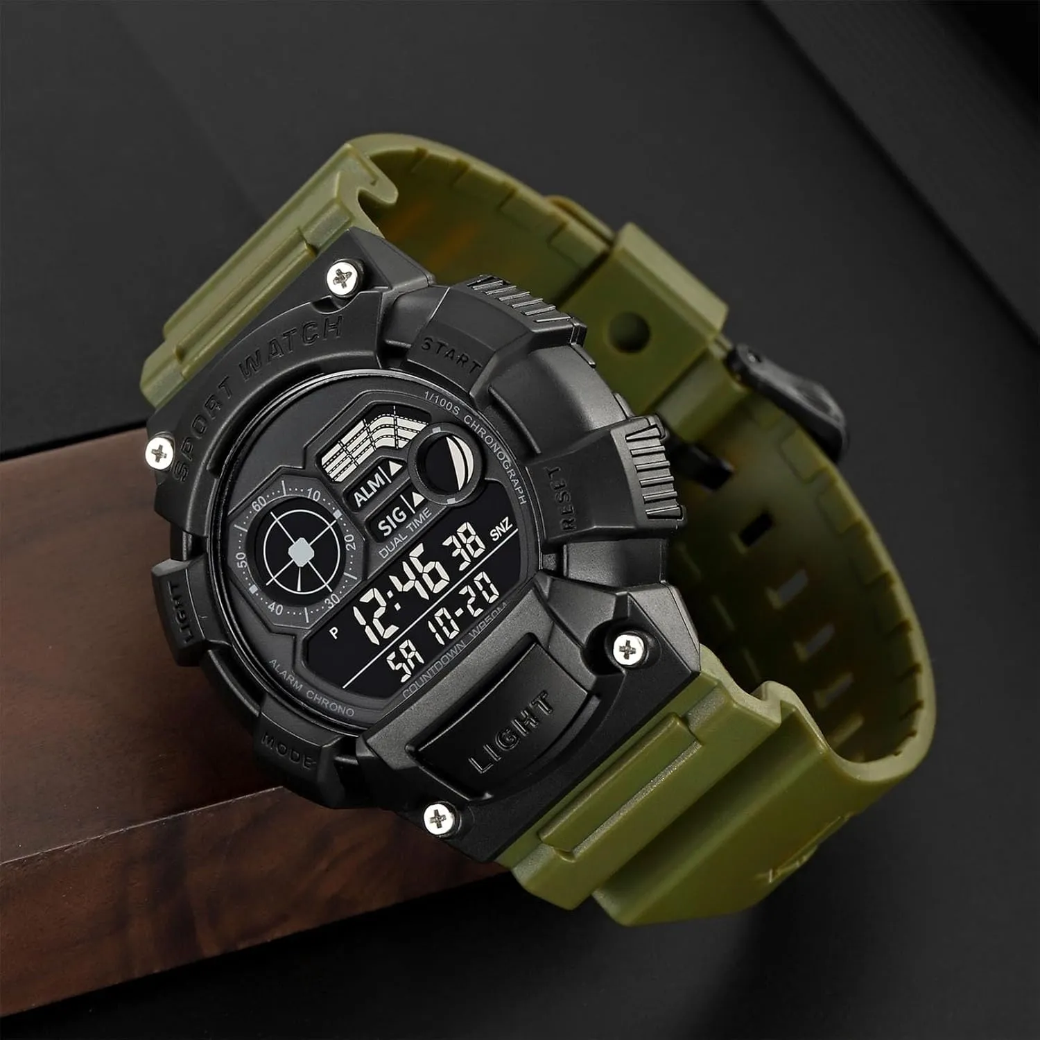 Date Display, 50M Water Resistant Men��s Tactical Digital saturday spoon Watch, Outdoor Sport Wristwatch with Dual Time, Countdown Timer, Alarm, EL Light, Week and 