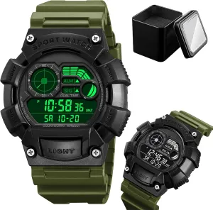 Date Display, 50M Water Resistant Men��s Tactical Digital saturday spoon Watch, Outdoor Sport Wristwatch with Dual Time, Countdown Timer, Alarm, EL Light, Week and 